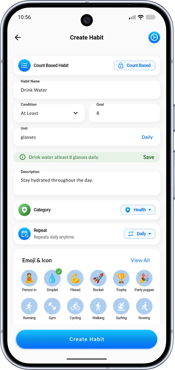 Habigrow App Interface - Progress Analytics 2