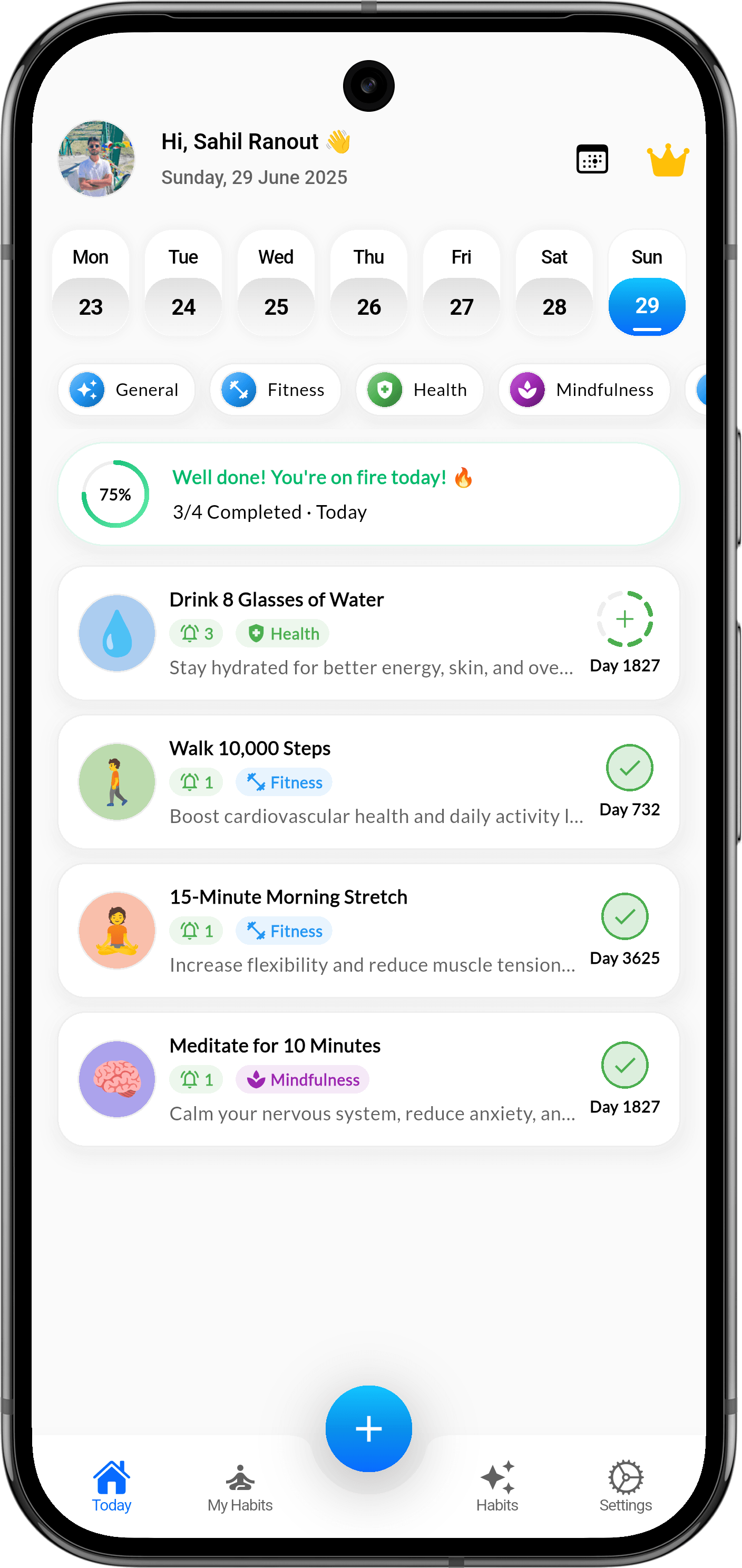 Habigrow App Interface - Daily Habit Dashboard 1
